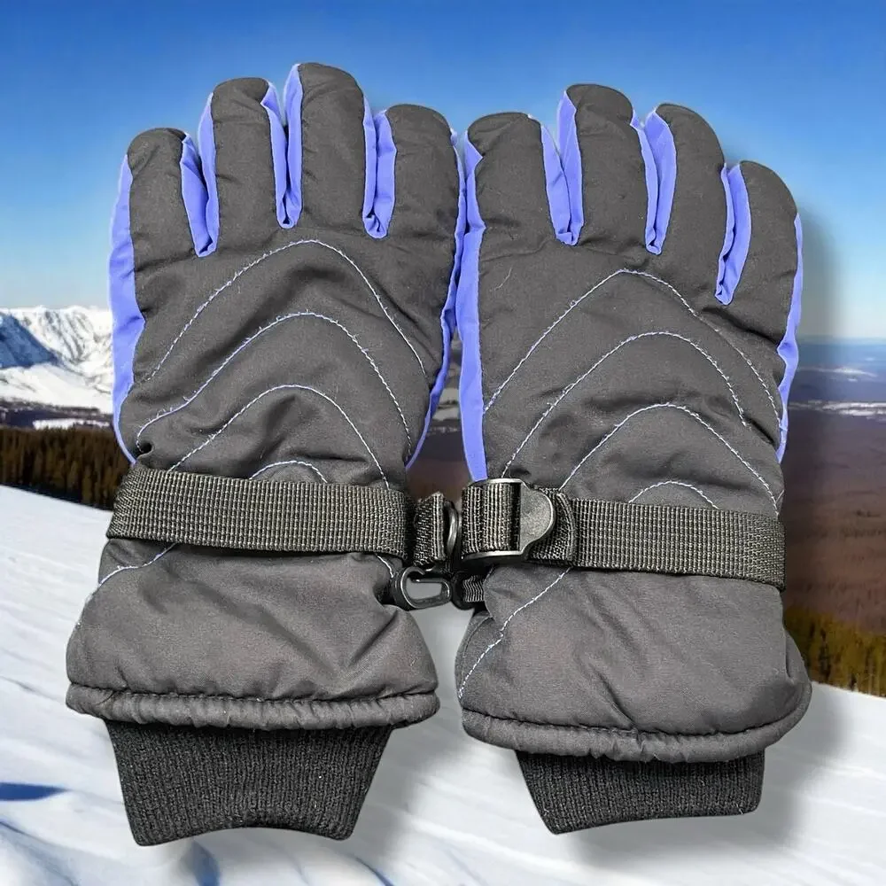All In Motion Kids Snow Gloves Size 8-16 Winter Skiing Purple Black Cold Weather